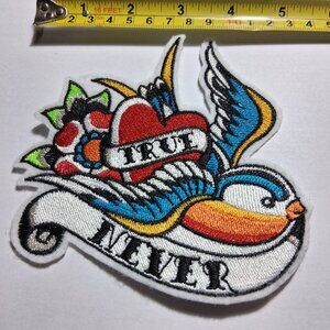 Tattoo inspired Swallow - iron- on patch - patchwork - Upcycle Clothing